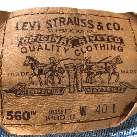 Levi's 560 Orange TabThrashed Distressed Work Jeans W40 VTG 90’s - Picture 13 of 15